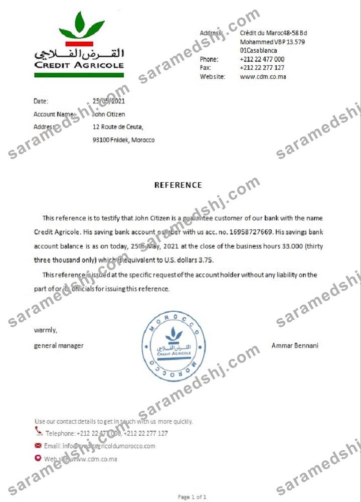 Morocco_Credit Agricole bank_reference